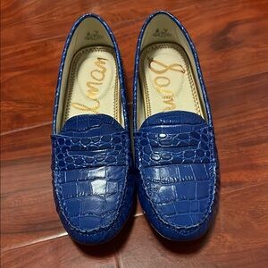 Sam Edelman Blue Croc-Embossed Loafers